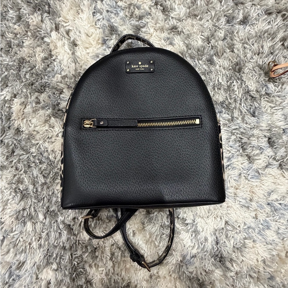 Kate Spade Cheetah Black Leather Backpack